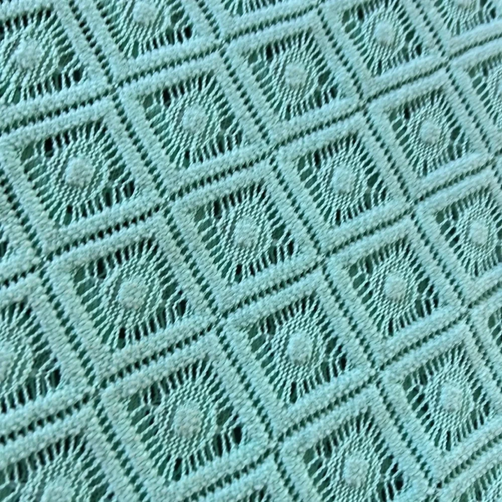 Fringed Crochet Swim Beach Cover Tunic Pastel Mint Green | XL